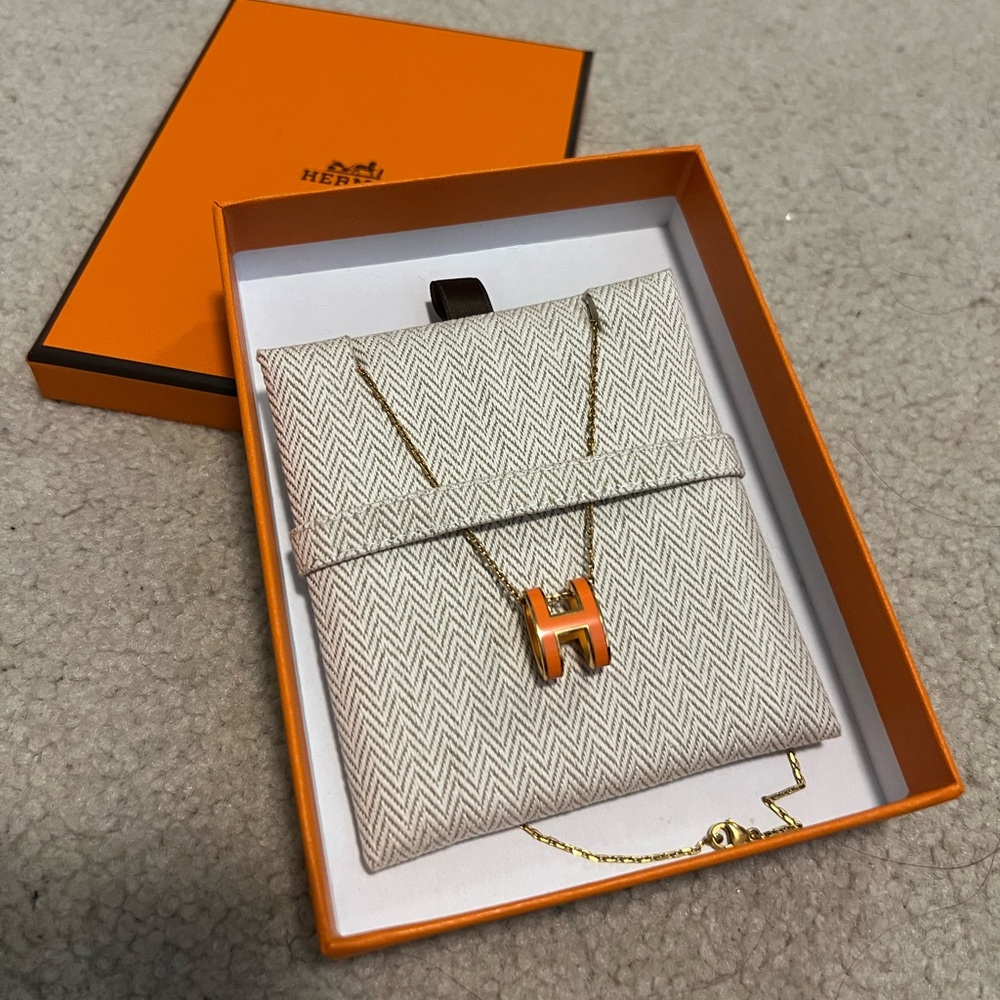 Iconic HERMES Orange Pop Necklace